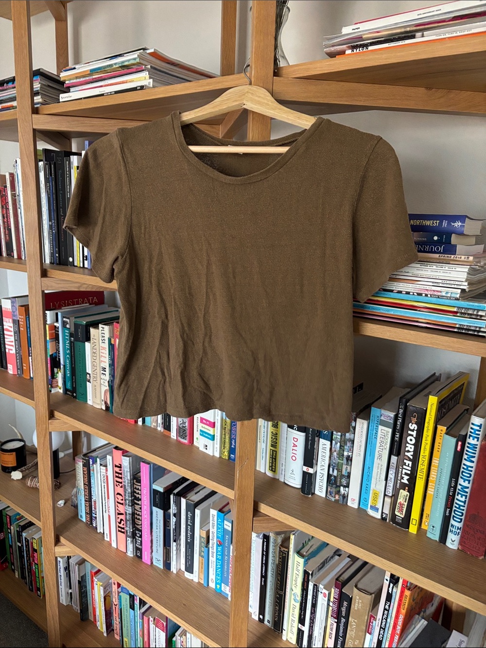 OZMA Brown Short Sleeve Crop Top